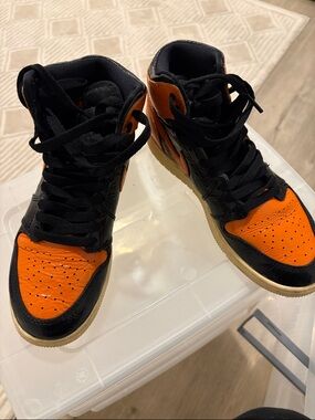 Nike Kids Orange and Black High-Top Sneakers